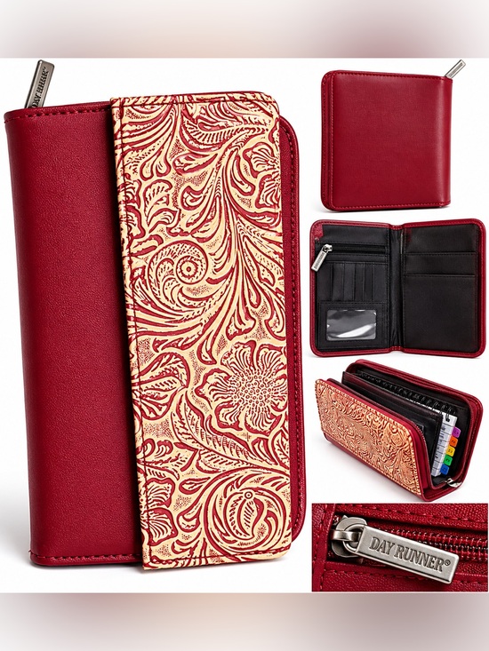 day runn Handbags - Day Runner Floral Organizer Wallet Planner Case‎ Burgundy